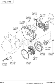 500 Cooling And Starting Diagram and Parts List for RAS43023510  Subaru Generator