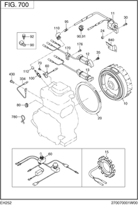 Electric Device Diagram and Parts List for EH252B02021 EH252 Subaru Engine