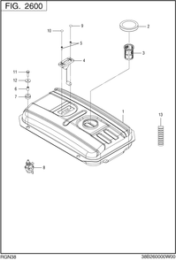 Fuel Lubricant Diagram and Parts List for RGN38016000 RGN3800 Subaru Generator