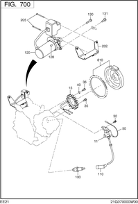 Electric Device Diagram and Parts List for EE210DSM910 EE210 Subaru Engine