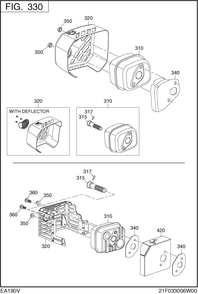 Intake Exhaust Diagram and Parts List for EA190V53010 EA190 Subaru Engine