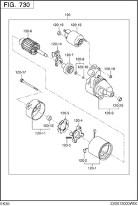 Electric Device Group Diagram and Parts List for EK300BS7020 EK300 Subaru Engine