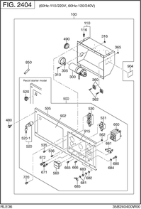 Control Box Diagram and Parts List for RLE36044041 RGX3600 Subaru Generator