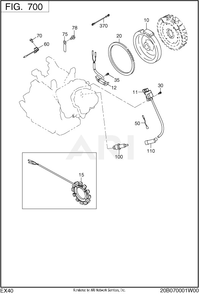 700 Electric Device Diagram and Parts List for EX400SE5033  Subaru Engine