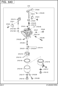 Fuel Lubricant Group Diagram and Parts List for EK170BS0010 EK170 Subaru Engine