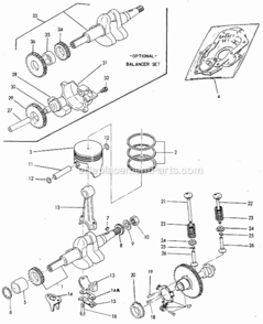 Crankshaft_Camshaft_Piston_Rod_And_Valve_Group Diagram and Parts List for WI-390  Subaru Engine