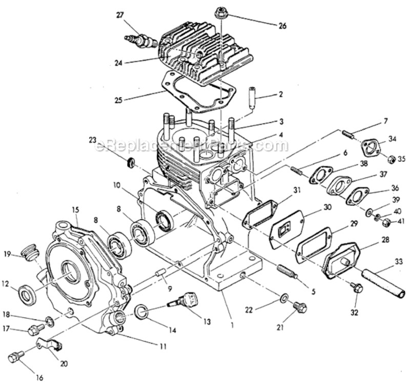 Crankcase_Gear_Cover_And_Cylinder_Head_Group Diagram and Parts List for WI-390  Subaru Engine