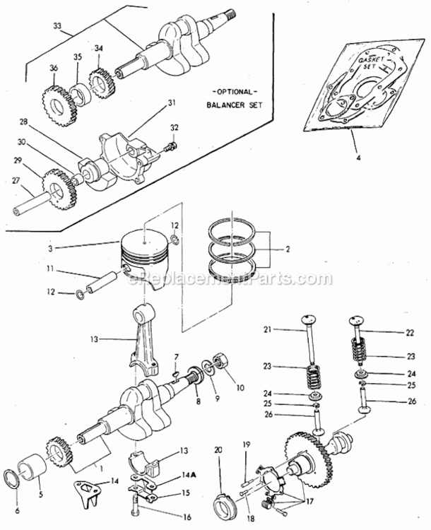 Crankshaft_Camshaft_Piston_Rod_And_Valve_Group Diagram and Parts List for WI-390  Subaru Engine