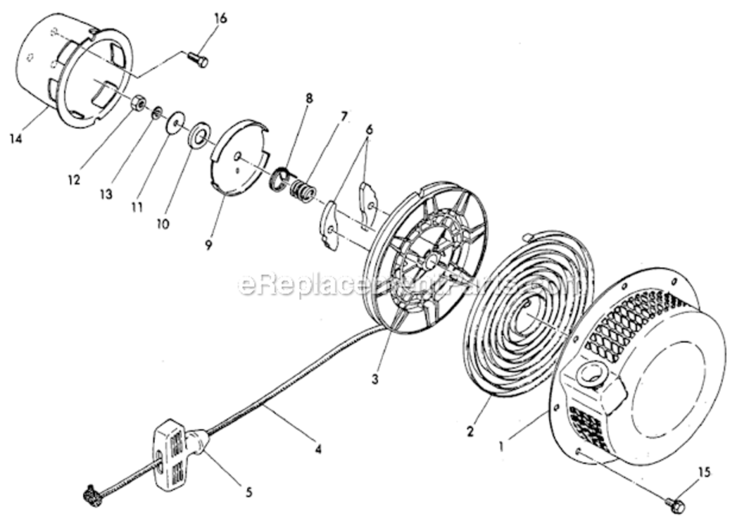 Recoil_Starter_Assembly Diagram and Parts List for WI-390  Subaru Engine