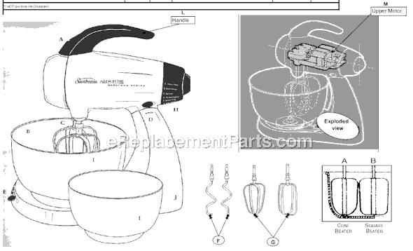 Page A Diagram and Parts List for 2354  Sunbeam Mixer