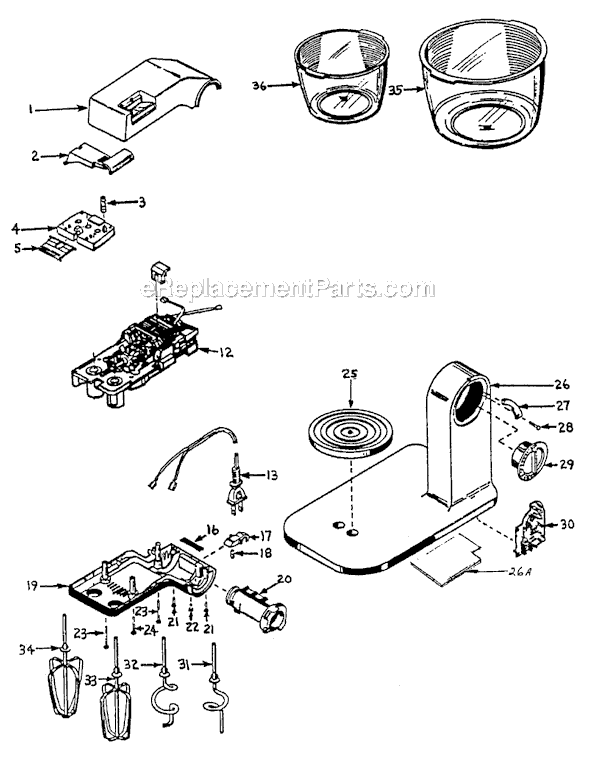 Page A Diagram and Parts List for 2355-1  Sunbeam Mixer