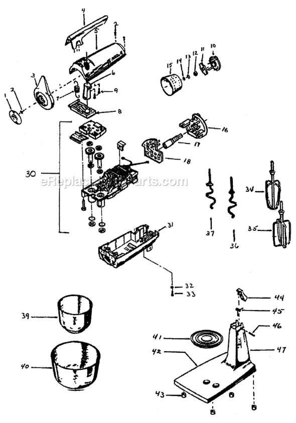 Page A Diagram and Parts List for 2360-1  Sunbeam Mixer