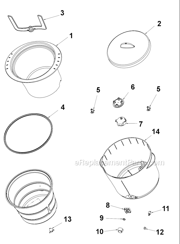 Page A Diagram and Parts List for 2692  Sunbeam Slow Cooker