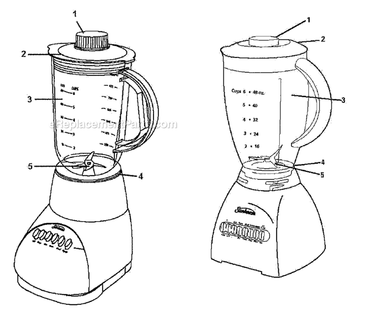 Page A Diagram and Parts List for 4184  Sunbeam Blender