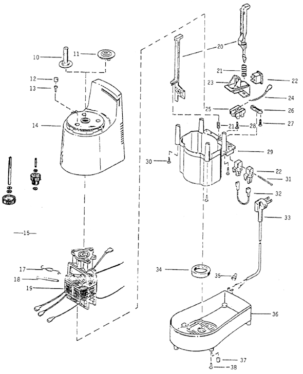 Page B Diagram and Parts List for 4817-8  Sunbeam Food Processor