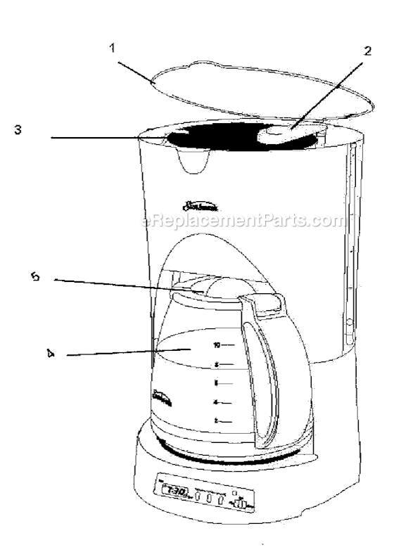 Page A Diagram and Parts List for 6397  Sunbeam Coffee Maker