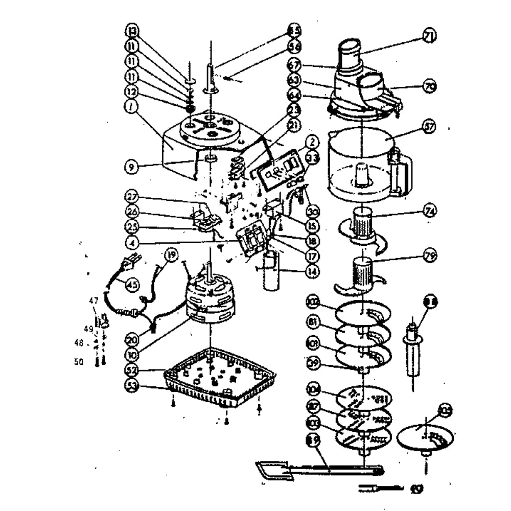 Replacement Parts Diagram and Parts List for 84071-PROCESSOR  Sunbeam Food Processor
