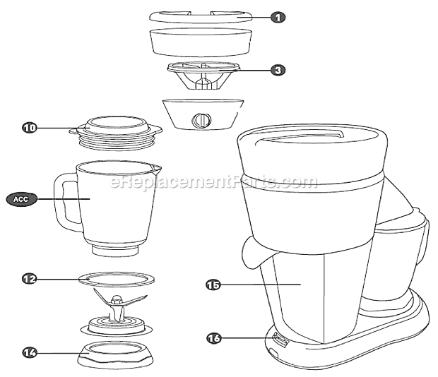 Page A Diagram and Parts List for DM0550  Sunbeam Blender