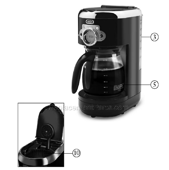 Page A Diagram and Parts List for HDX25  Sunbeam Coffee Maker