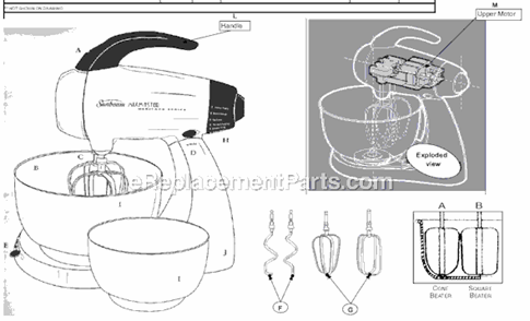 Page A Diagram and Parts List for 2364  Sunbeam Mixer