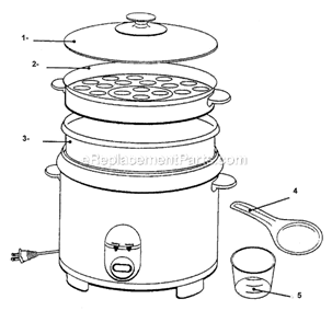 Page A Diagram and Parts List for 4706  Sunbeam Rice Cooker Steamer