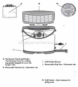 Part Location Diagram of 120394-004-000 Sunbeam Rocket Grill Cooking Guide