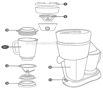 Page A Diagram and Parts List for DM0550  Sunbeam Blender