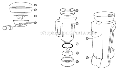 Page A Diagram and Parts List for DM1000  Sunbeam Blender