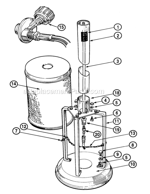 Page B Diagram and Parts List for A270  Sunglo Heater