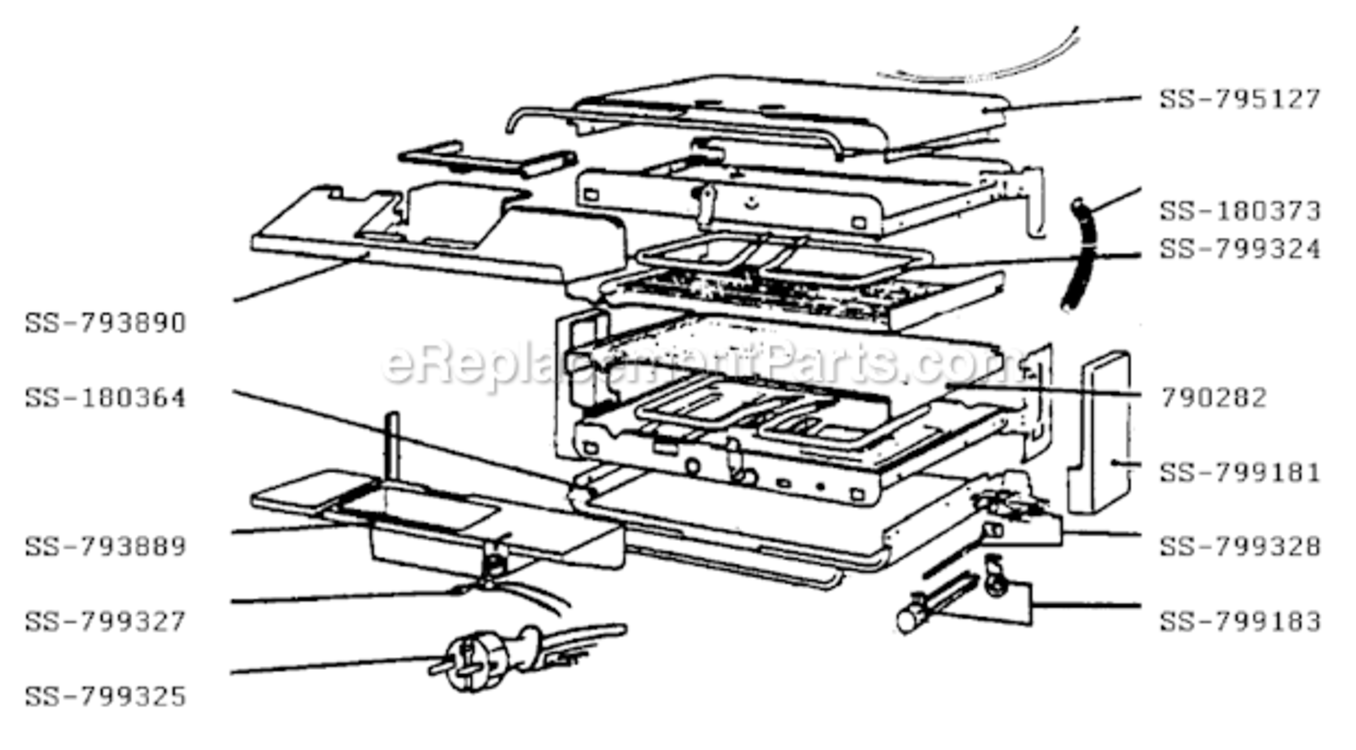 Page A Diagram and Parts List for 130840  T-Fal Grill