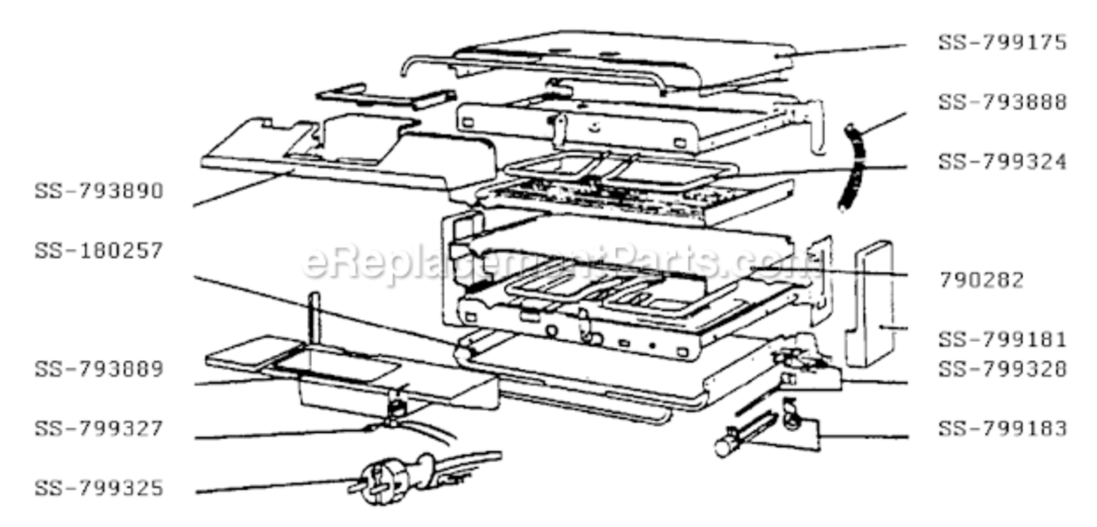 Page A Diagram and Parts List for 130841  T-Fal Grill