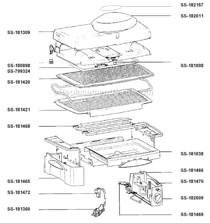 Page A Diagram and Parts List for 135540  T-Fal Grill