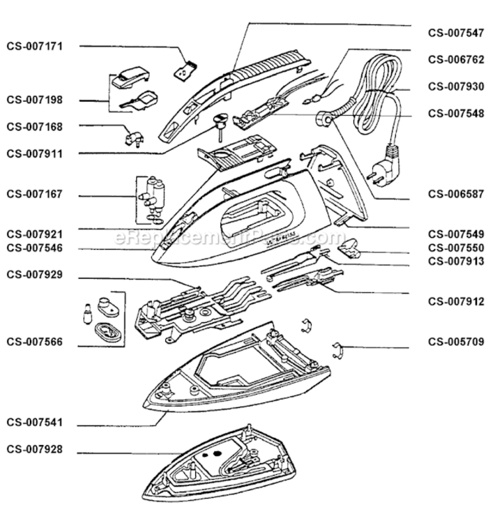 Page A Diagram and Parts List for 1607D67  T-Fal Iron
