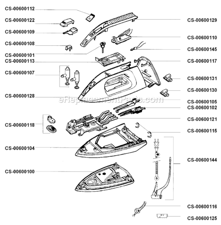 Page A Diagram and Parts List for 162827  T-Fal Iron