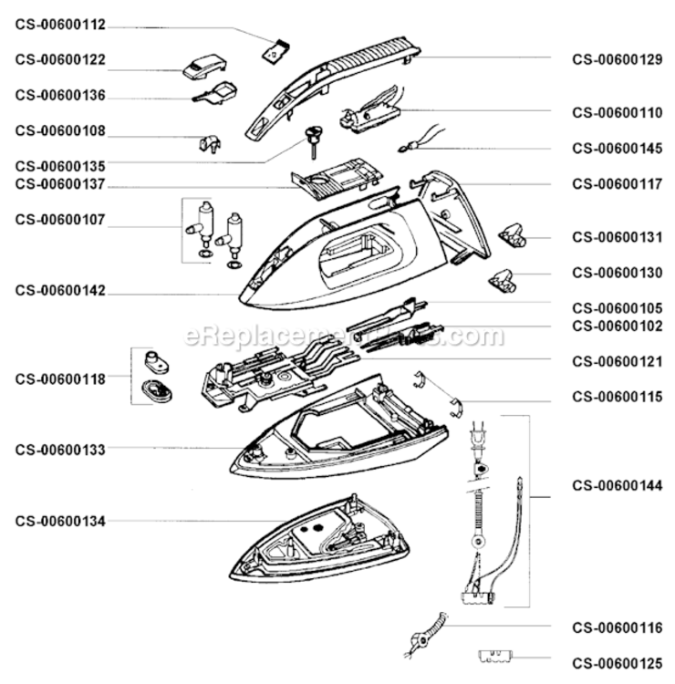 Page A Diagram and Parts List for 163827  T-Fal Iron