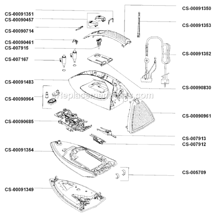 Page A Diagram and Parts List for 165127  T-Fal Iron