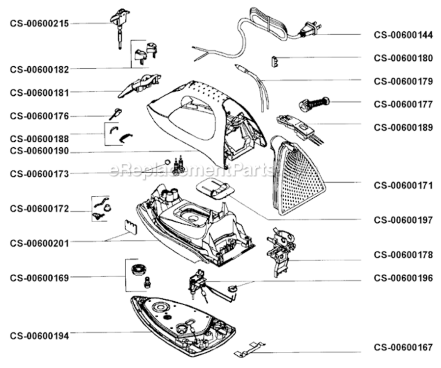 Page A Diagram and Parts List for 166437  T-Fal Iron