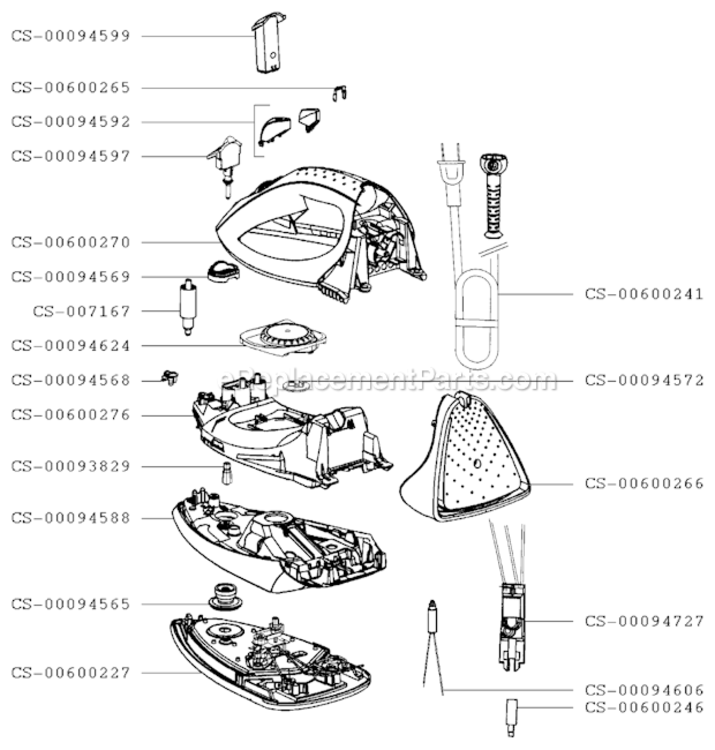 Page A Diagram and Parts List for 176127  T-Fal Iron