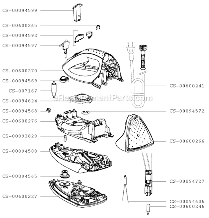 Page A Diagram and Parts List for 176927  T-Fal Iron