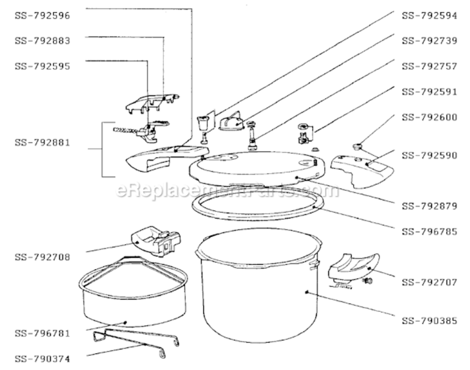 Page A Diagram and Parts List for 320540  T-Fal Pressure Cooker
