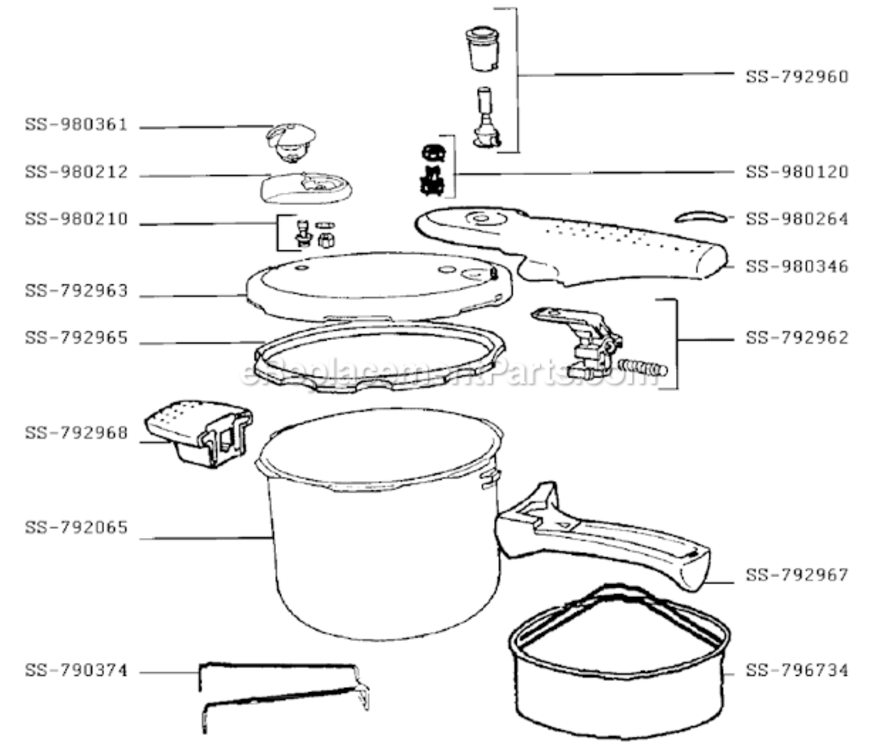 Page A Diagram and Parts List for 329946  T-Fal Pressure Cooker
