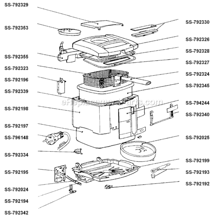 Page A Diagram and Parts List for 367642  T-Fal Deep Fryer