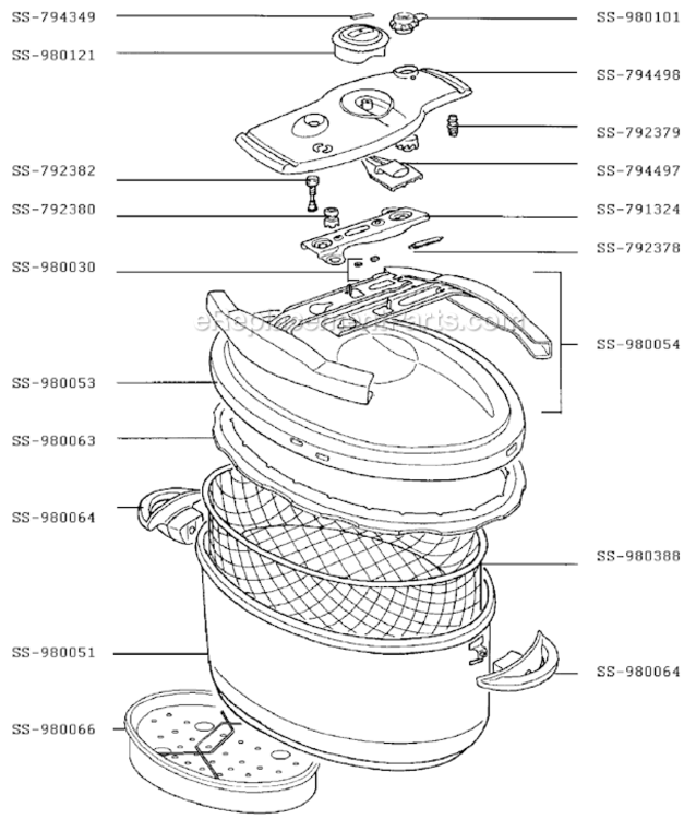 Page A Diagram and Parts List for 412832  T-Fal Pressure Cooker