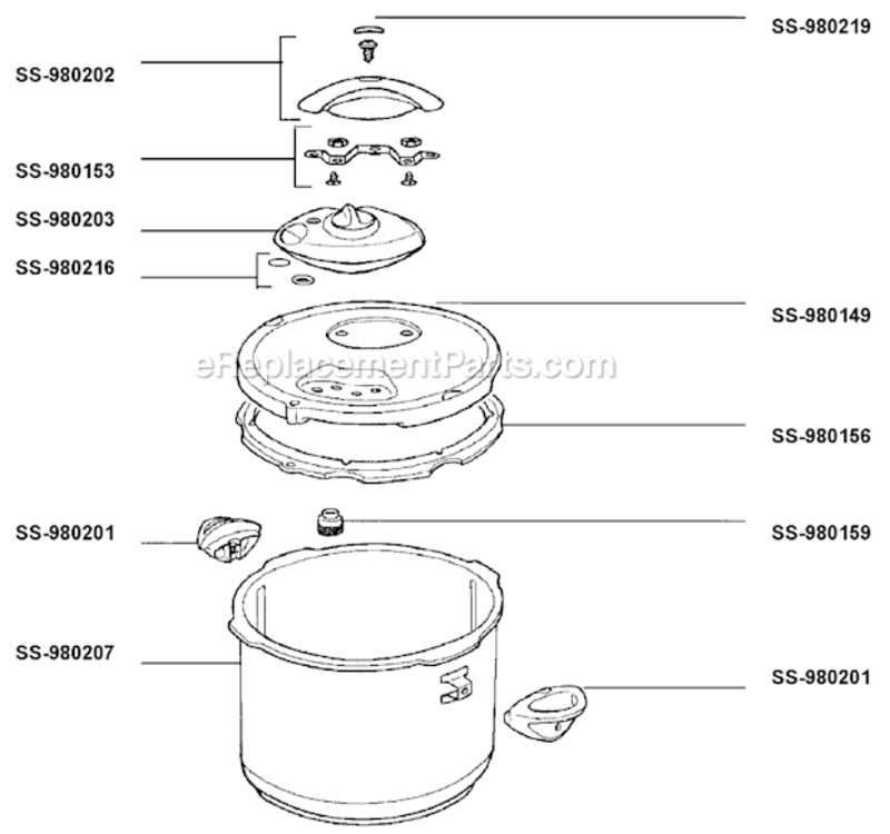Page A Diagram and Parts List for 425738  T-Fal Pressure Cooker