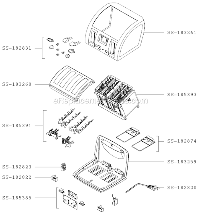 Page A Diagram and Parts List for 5327  T-Fal Toaster