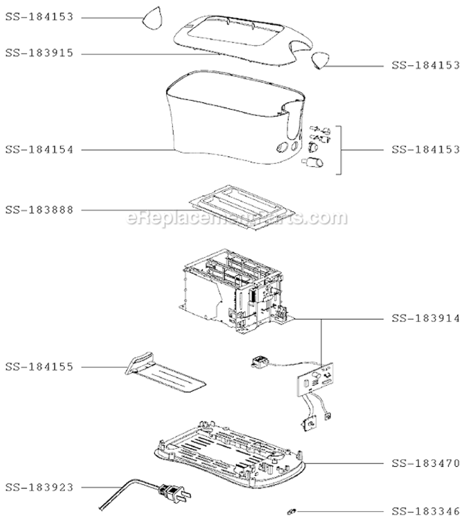 Page A Diagram and Parts List for 539742  T-Fal Toaster