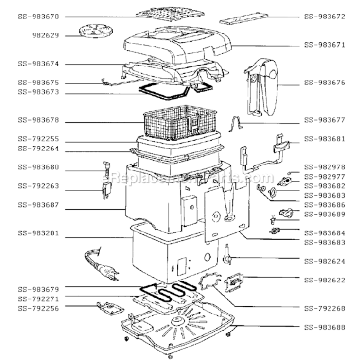 Page A Diagram and Parts List for 628940  T-Fal Deep Fryer