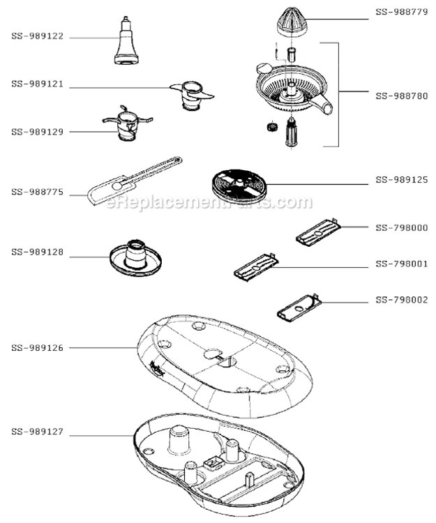 Page A Diagram and Parts List for 676242  T-Fal Food Processor