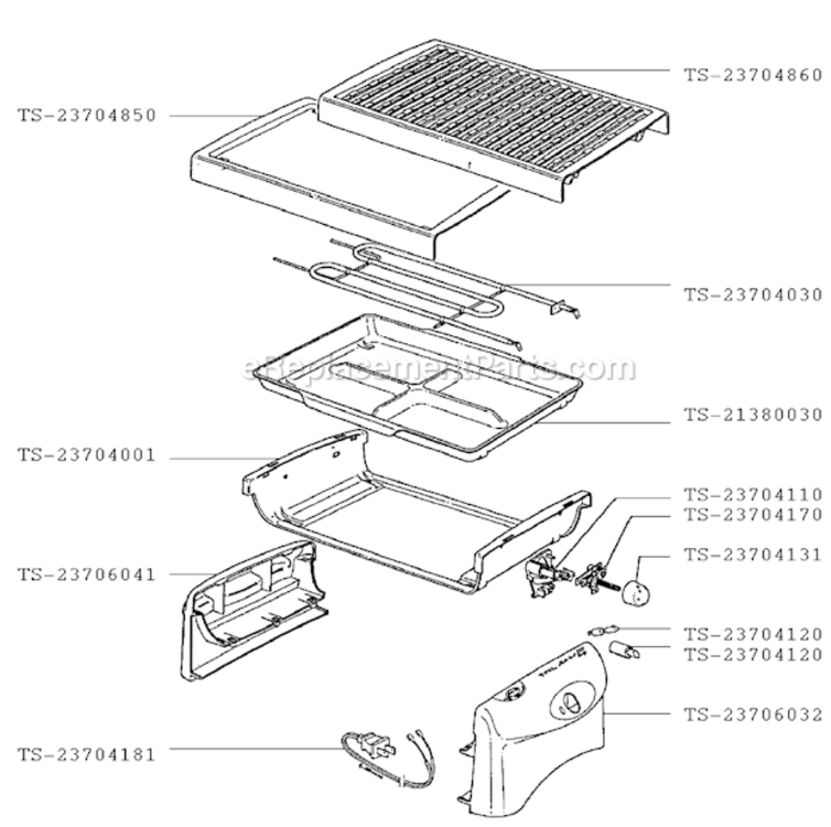 Page A Diagram and Parts List for 78817629  T-Fal Grill
