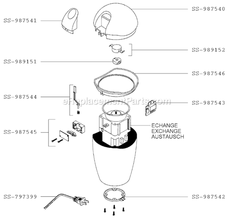 Page A Diagram and Parts List for 810044A  T-Fal Coffee Maker